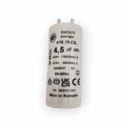 Condensateur 4,5 µF cosses Faston 2.8mm pour moteur volet roulant