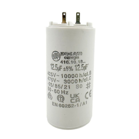 Condensateur 12,5 µF cosses Faston 2.8mm pour moteur volet roulant