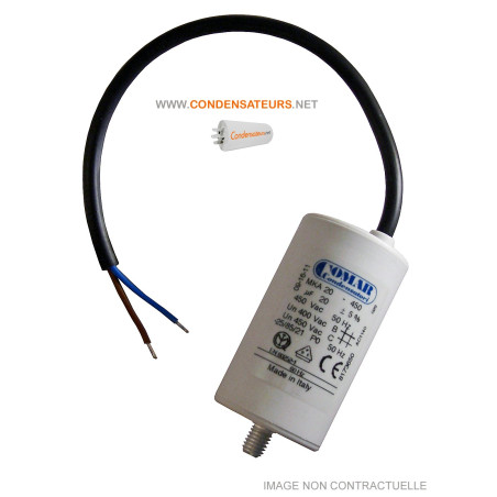 Condensateur 20µf, 20mf, 20 microfarads 450V CABLE POUR moteur leroy somer 0.75kW